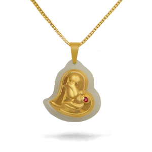 گردنبند یشم زنانه قلب شقایق