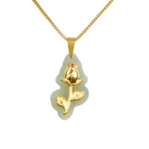 گردنبند زنانه یشم رزغنچه